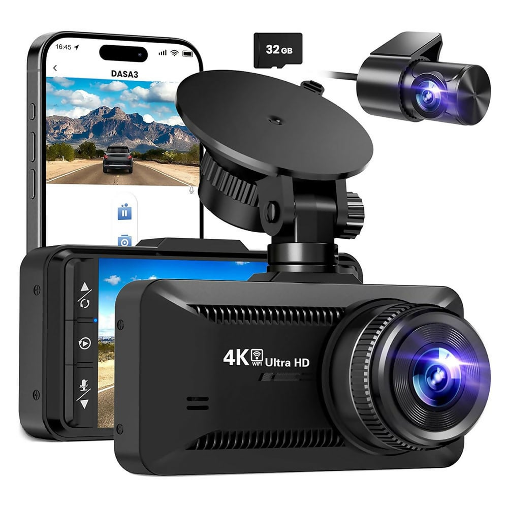Dashcam 4K Pro: grabación en Ultra HD con cámaras delantera y trasera, visión nocturna y vigilancia 24 horas