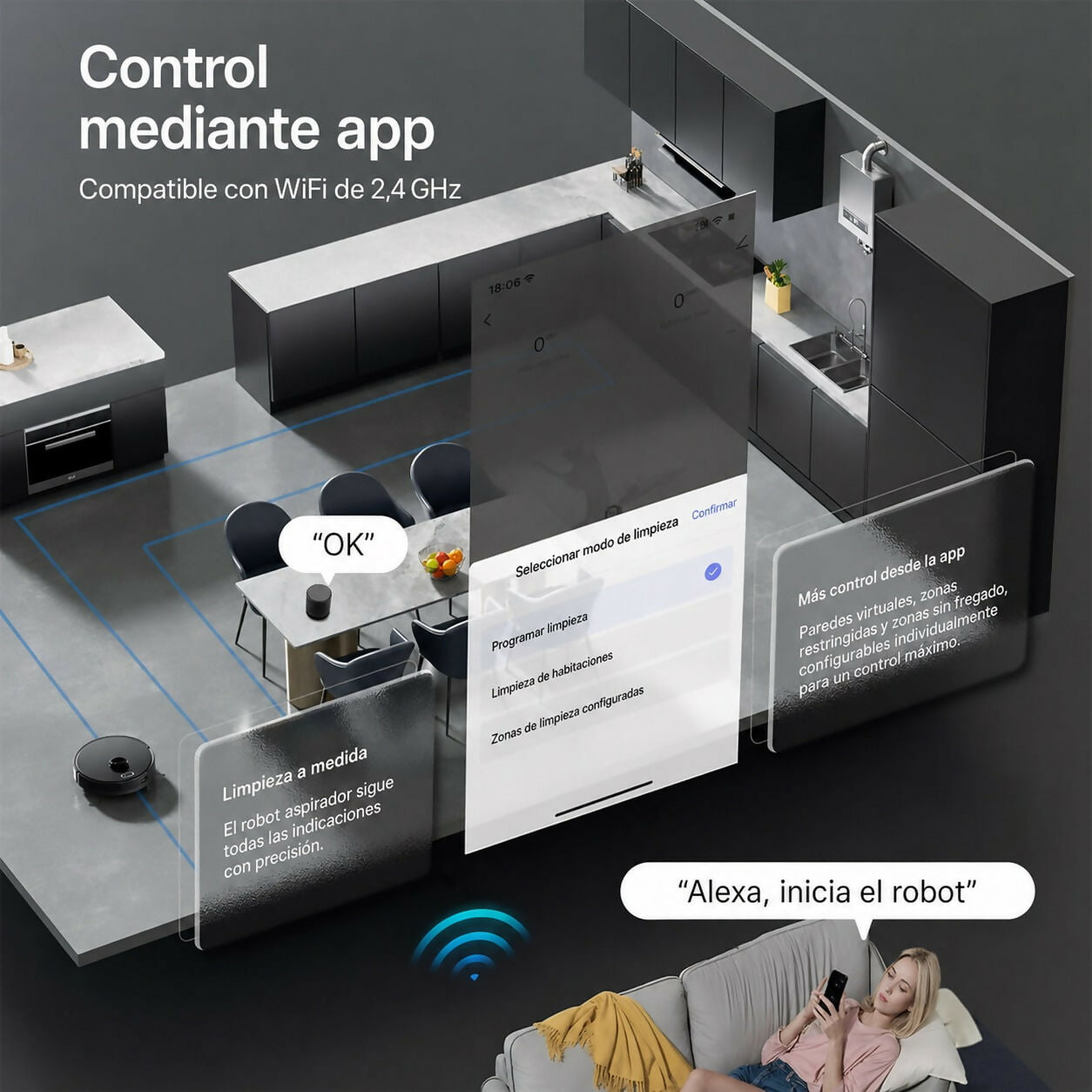 Robot Aspirador V8 Pro – Limpieza automática con función de fregado, navegación inteligente y control mediante aplicación para una limpieza sin esfuerzo